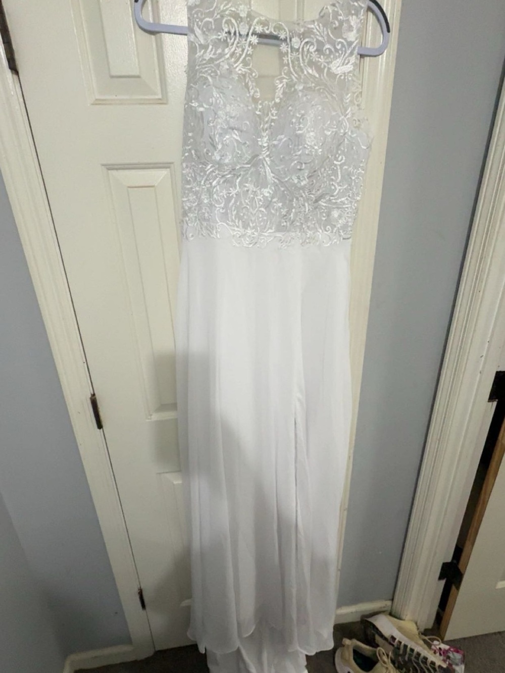 Elegant White Lace Bodice Wedding Dress